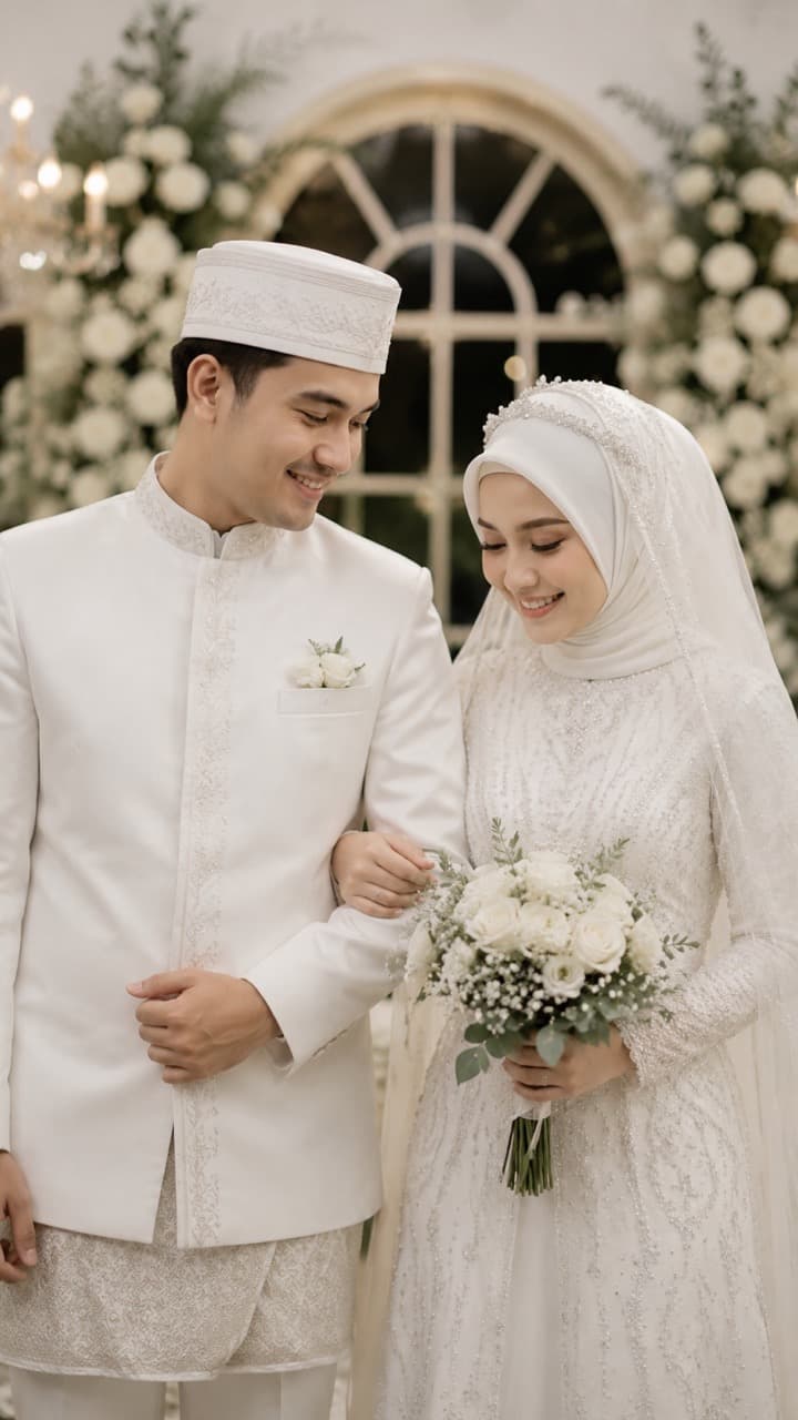 Pratinjau template undangan pernikahan digital Cahaya Akad, gaya islami dan foto dan elegan